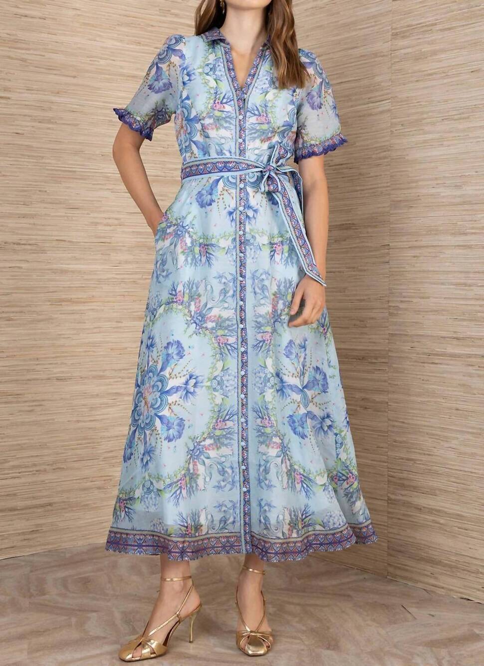 NEW HALE BOB cosette organza maxi dress in blue